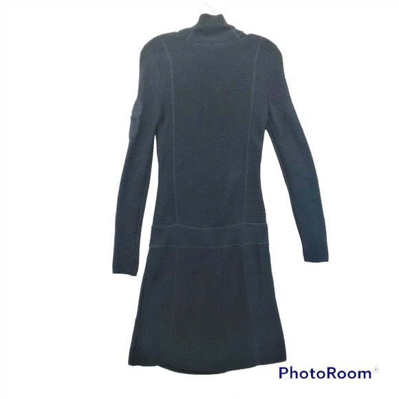 ATHLETA Sweater Dress XS Black Organic Cotton & Wool Moc Turtleneck Long Sleeve - Picture 2 of 11